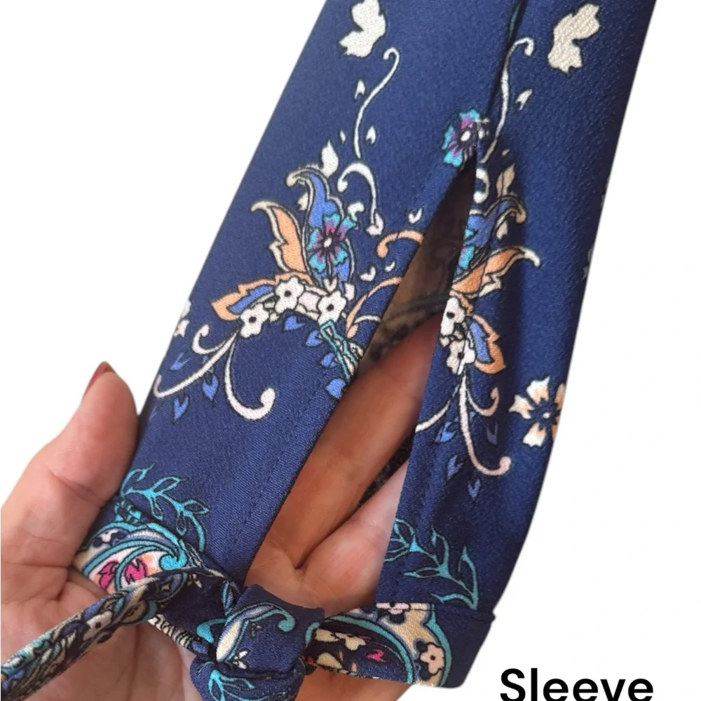 ❤️GORGEOUS SPRING/SUMMER Chico's Blue/Pink Print  Dress  MEDIUM 8/10   #CL - Picture 4 of 9